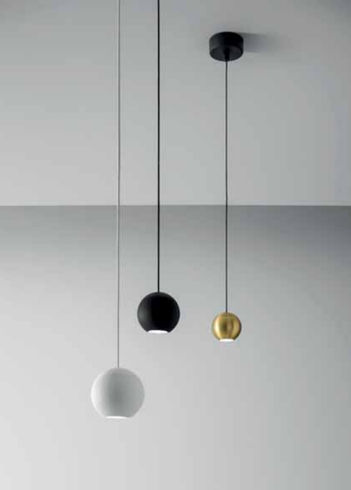 GEALUCE Sospensione singola con montatura in alluminio bianco satinato-nero-oro LED GUYA GEALUCE Sospensione singola con montatura in alluminio bianco satinato-nero-oro LED GUYA